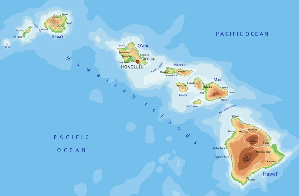 ハワイ諸島の地図