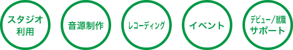 スタジオ利用｜音源制作｜レコーディング｜イベント｜デビュー／就職